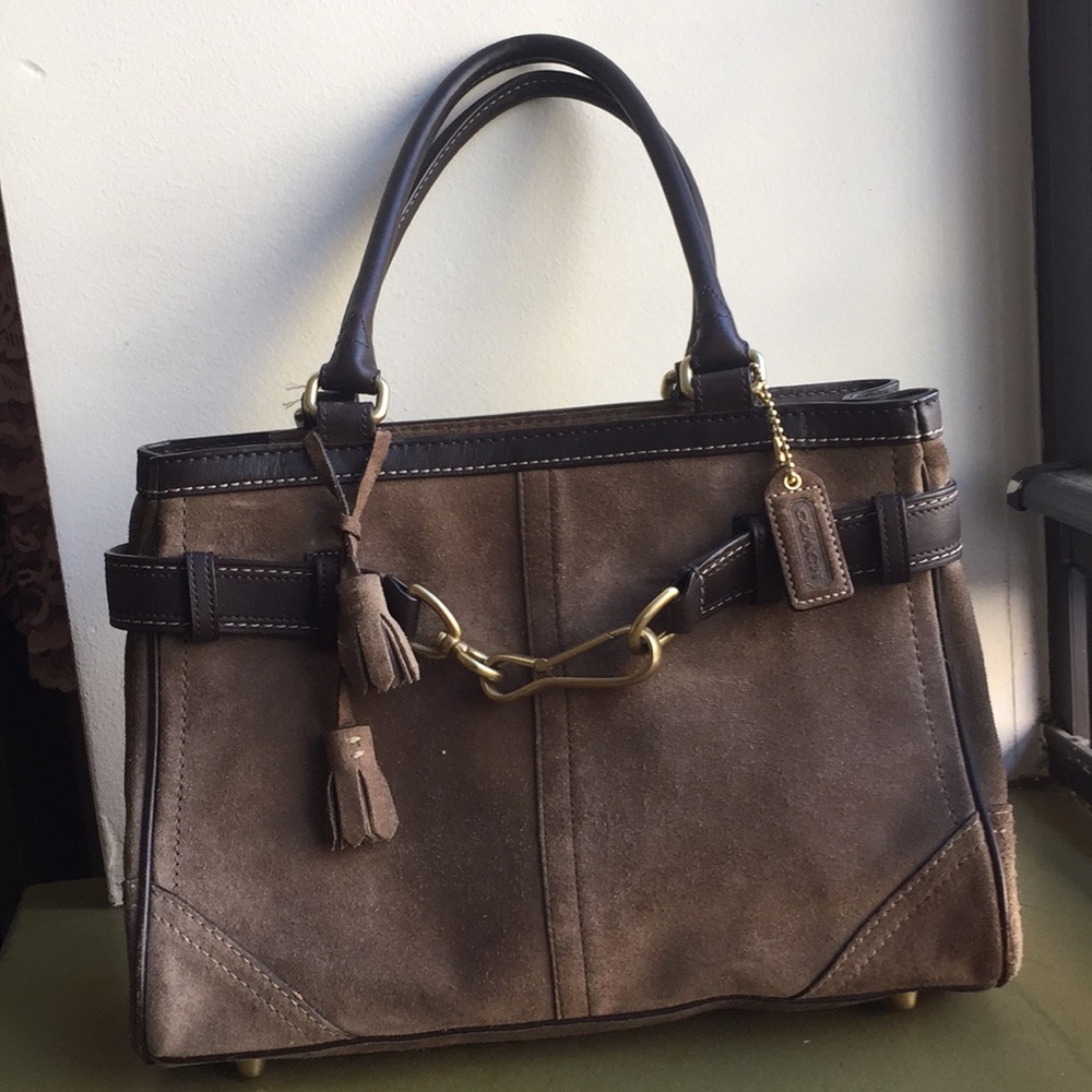 COACH Hamptons Brown Suede Leather Purse